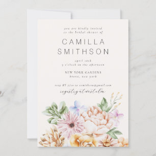Spring Colourful Flowers Blush Garden Bridal Showe Invitation