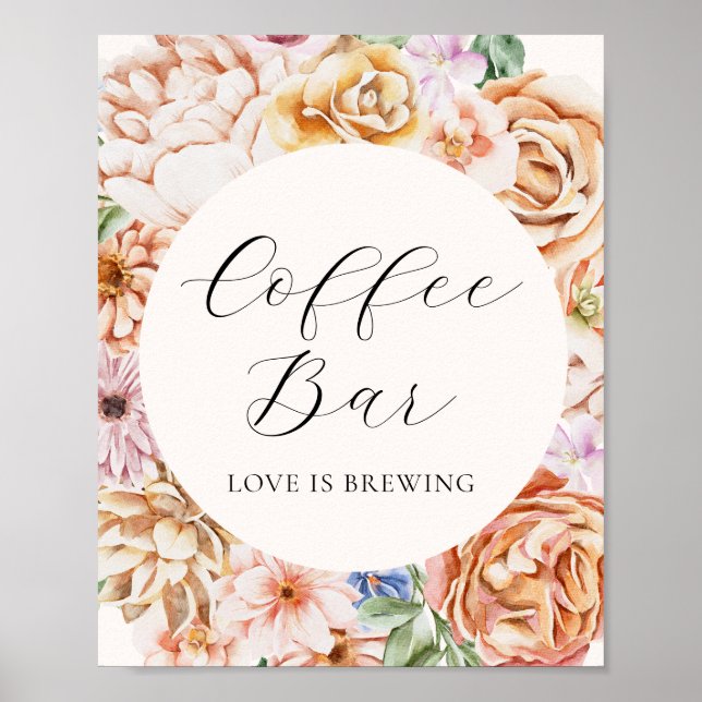 Spring Colourful Flowers Coffee Bar Sign (Front)