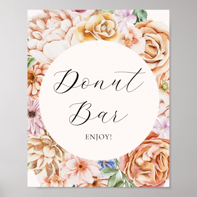 Spring Colourful Flowers Doughnut Bar Sign (Front)