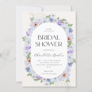 Spring Colourful Flowers Lila Purple Bridal Shower Invitation