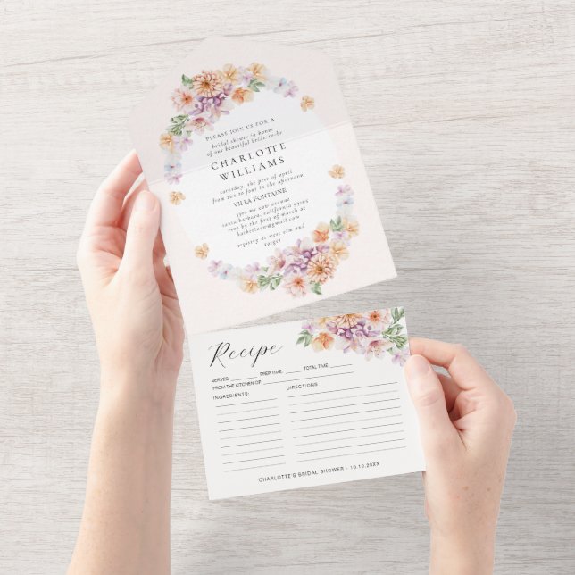 Spring Colourful Flowers Romantic Bridal Shower All In One Invitation (Tearaway)