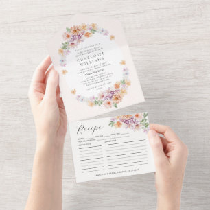 Spring Colourful Flowers Romantic Bridal Shower All In One Invitation