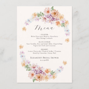 Spring Colourful Flowers Romantic Bridal Shower Me Menu