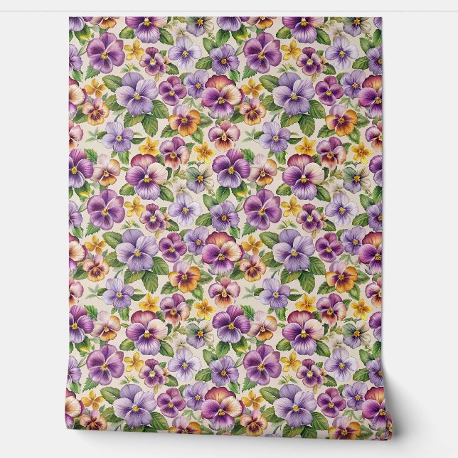 Spring colourful violets flowers purple floral wallpaper (Unrolling)