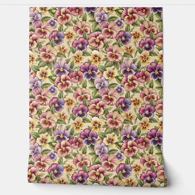 Spring colourful violets flowers purple floral wallpaper (Unrolling)