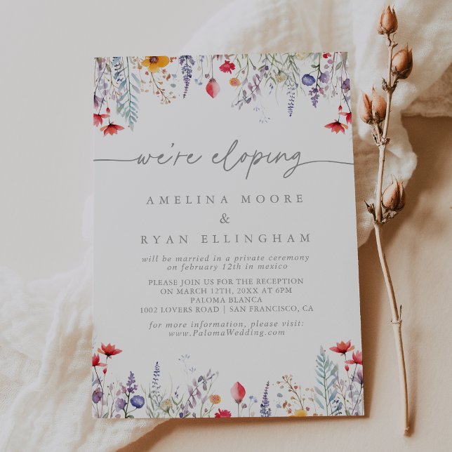 Spring Colourful Wildflower Elopement Reception Invitation (Creator Uploaded)