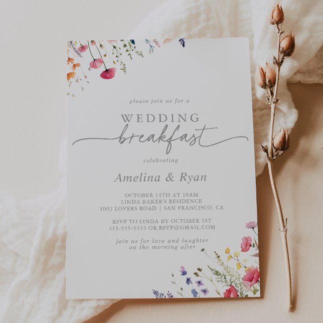 Spring Colourful Wildflower Wedding Breakfast Invitation (Creator Uploaded)