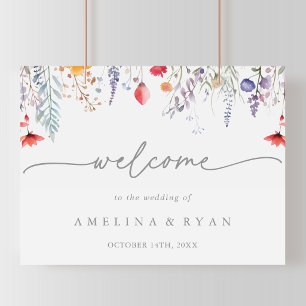 Spring Colourful Wildflower Wedding Welcome Sign