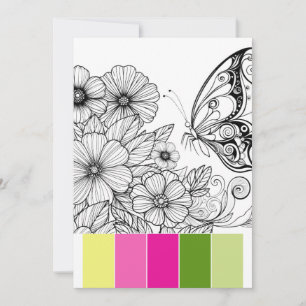 Spring Colouring Cards For Adults Butterfly