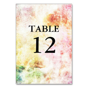 Spring Colours Abstract Wedding Table Number