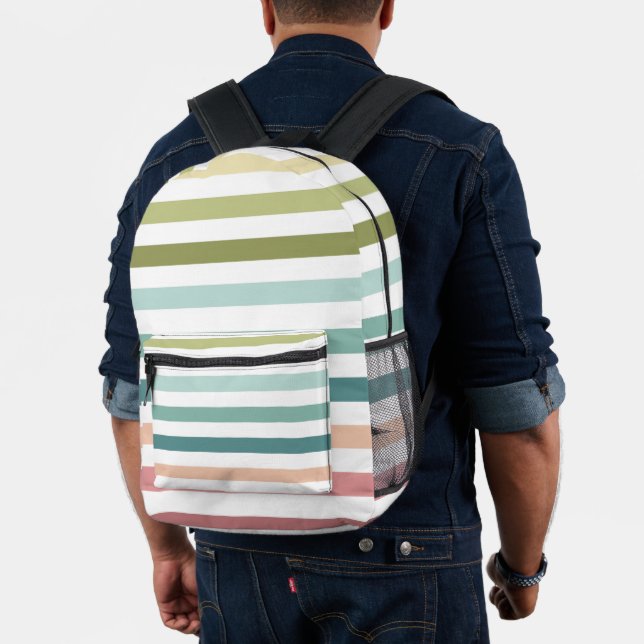 Spring colours bright stripes rainbow  printed backpack (Insitu (Model))