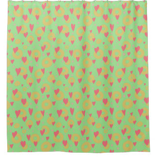 Spring Colours Hearts Doughnut Rings Polka Dots Shower Curtain