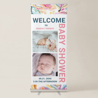 Spring Colours Organic Shapes Baby Shower Retractable Banner