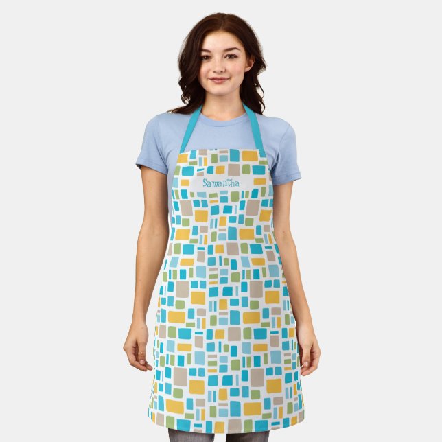Spring Colours Wonky Squares & Rectangles Apron (Worn)