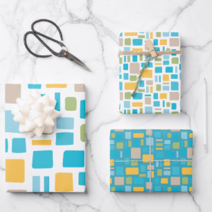 Spring Colours Wonky Squares & Rectangles Wrapping Paper Sheet