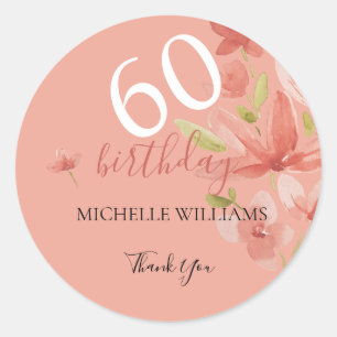 Spring Coral Vibrant Garden Watercolor Floral Classic Round Sticker