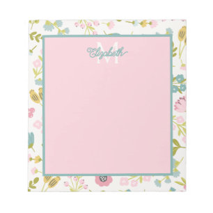 Spring Cottage Flowers Monogram Notepad