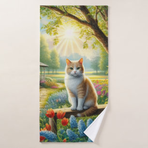 Spring cottage/garden & cat bath towel