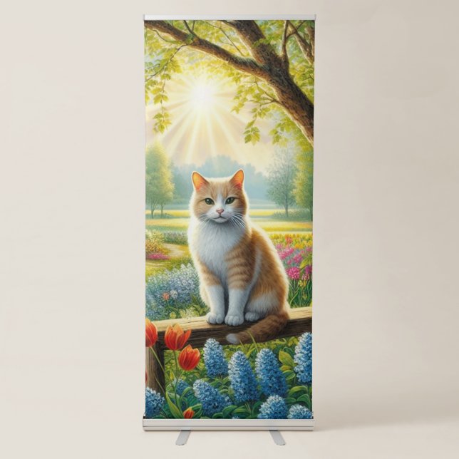 Spring cottage/garden & cat retractable banner (Front)