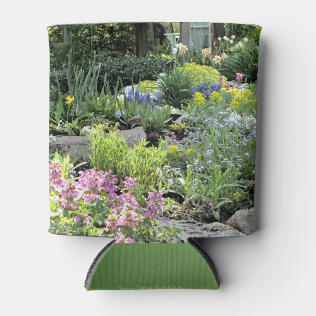 Spring Cottage Rock Garden Can Cooler (Front)