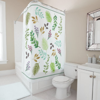 Spring Country Watercolor Botanical Shower Curtain