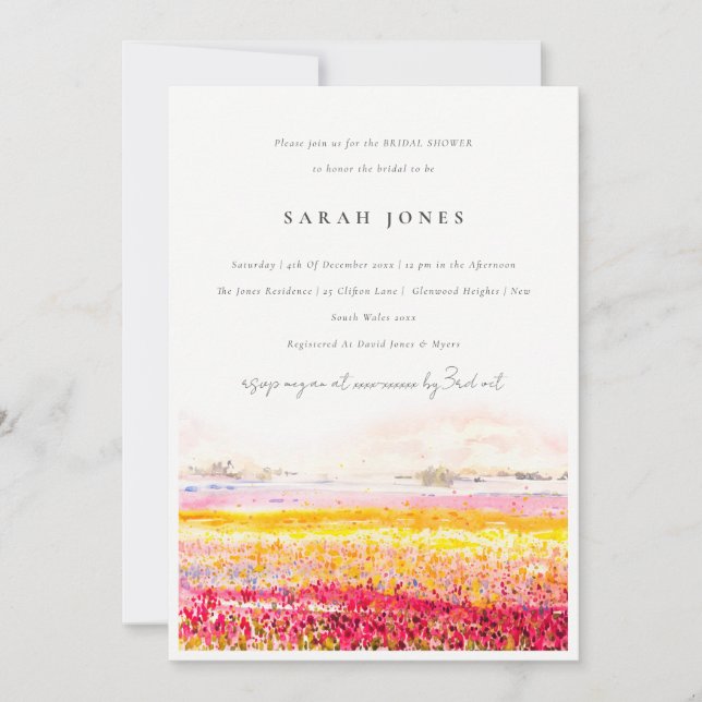 Spring Countryside Floral Landscape Bridal Shower Invitation (Front)