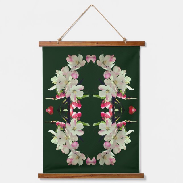 Spring Crabapple Blossoms Floral Abstract Hanging Tapestry (Front)