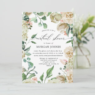 Spring Cream Floral Virtual Shower Invitation
