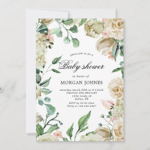 spring cream garden elegant Baby Shower Invitation