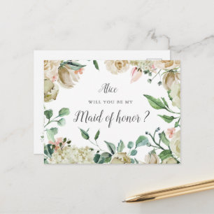 Spring Cream Garden Floral Maid Of Honour Postcard