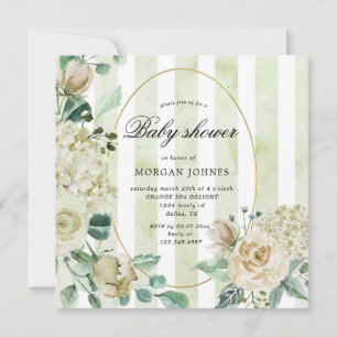 spring cream garden square Baby Shower Invitation
