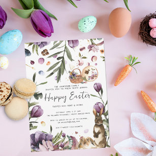 Spring Crocus   Easter Picnic and Egg Hunt Invitation
