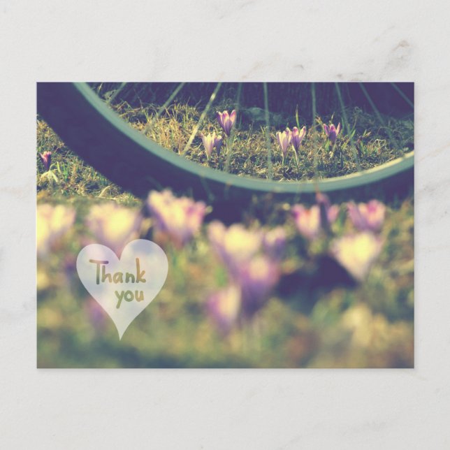 Spring Crocuses and Bicycle Thank You Card (Front)