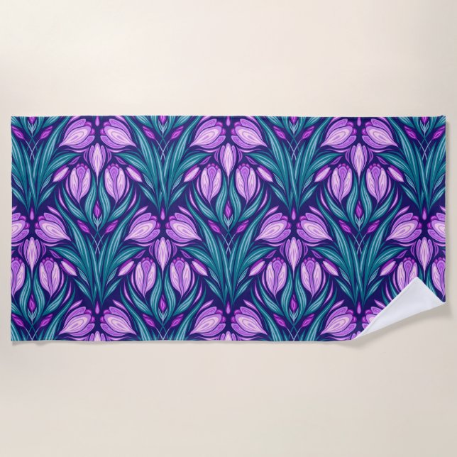 Spring crocuses beach towel (Front)