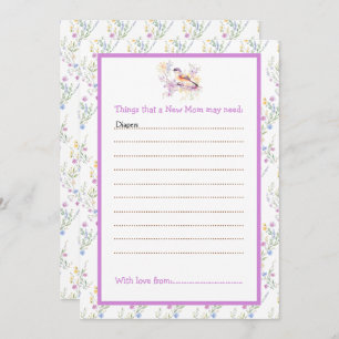 Spring Cute Bird Baby Shower advice list Invitation