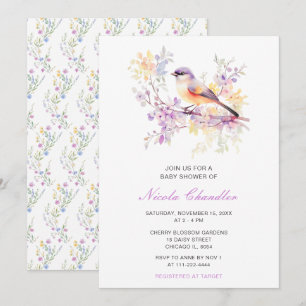 Spring Cute Bird Baby Shower Invitation