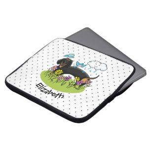 Spring Dachshund (black and tan) Cute dog Laptop Sleeve