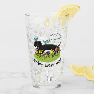Spring Dachshund Dog Dachsie (black and tan) Cute Glass