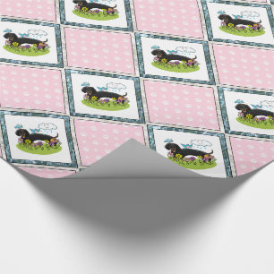 Spring Dachshund Dog Dachsie (black and tan) Cute Wrapping Paper