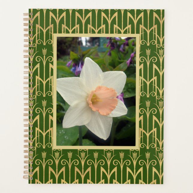 Spring Daffodil and Art Deco Personalised Planner (Front)