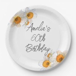 Spring Daffodil Any Age Birthday Paper Plate