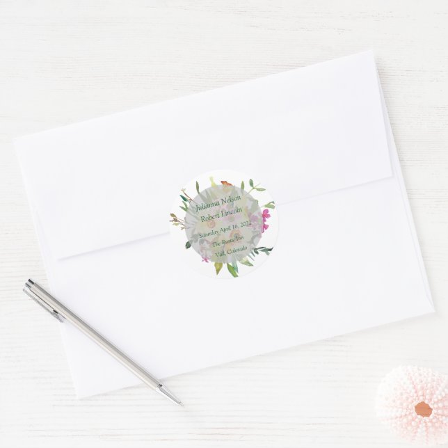 Spring daffodil bouquet wedding  classic round sticker (Envelope)