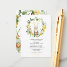 spring daffodil bunny books for baby request card