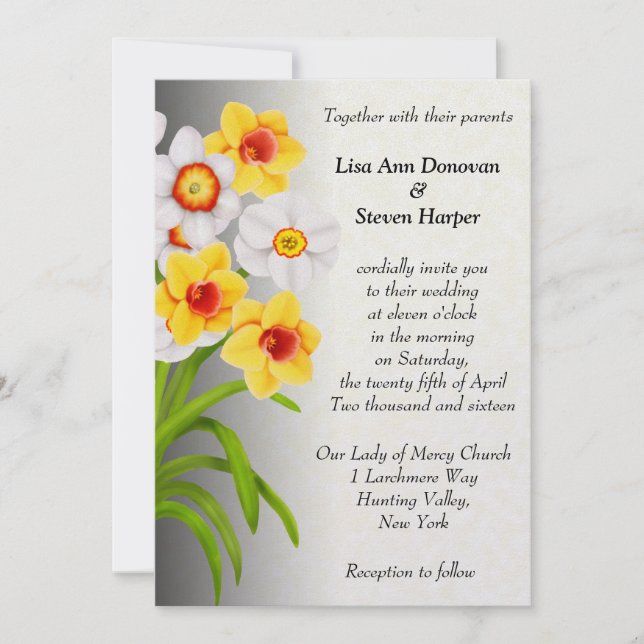 Spring Daffodil Flowers Wedding Invitation (Front)