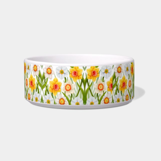 Spring Daffodil Garden Pet Bowl (Front)