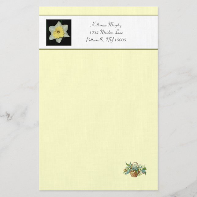 Spring Daffodil Stationery (Front)