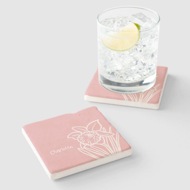 Spring Daffodil  Stone Coaster (Side)