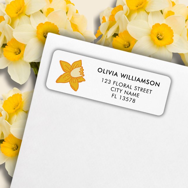 Spring Daffodil yellow floral (Daffodil spring floral address label)