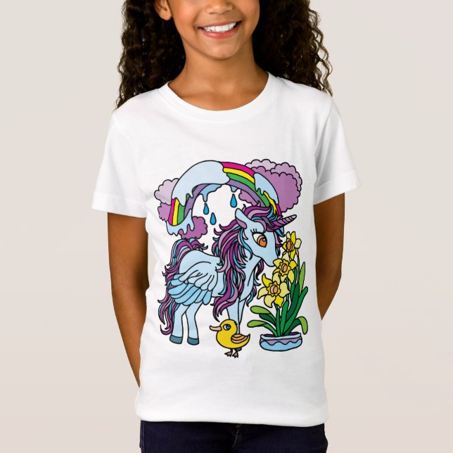 Spring Daffodils and Unicorn T-Shirt (Front)