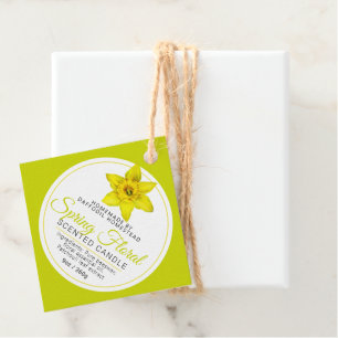 Spring daffodils botanic art candle ingredient favour tags